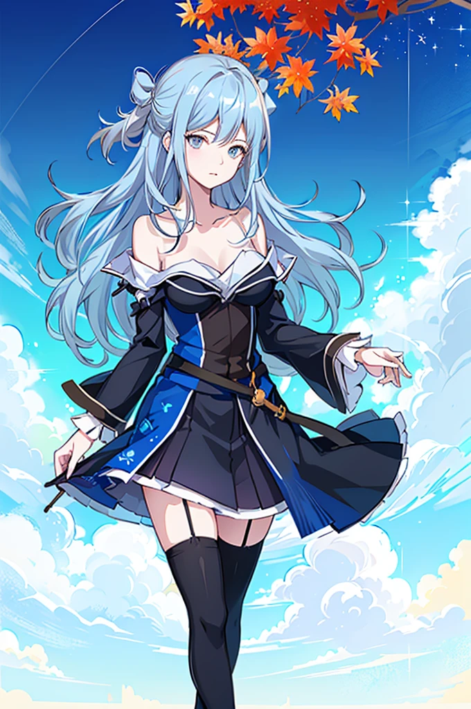 1girl,  solo, outdoors, long hair, holy place, Original,(Illustration:1.1),(Best Quality),(masutepiece:1.1),(the Extremely Detailed CG Unity 8K Wallpapers:1.1), (Colorful:0.9),(mid-shot:0.95),(extremely detailed beautiful face),(Solo:1.2), (girl),(((Lori))), (Detailed beautiful eyes:1.15), (Beautiful face:1.15), (Glowing blue eyes:1.25////),(((sky blue Long Hair))),(two side up),(+perfect hand+:1.21),(Draw illustration of Japan priestess costume),(slender),(White pleated skirt),(Gothic),((black thighhighs)),(frilld),(Beautiful Slender ta Girl),sky blue hair,((full body,whole body)),((cathedral background)),(holy cathedral),((full body,whole body)),((full body,whole body)),((full body,whole body)),