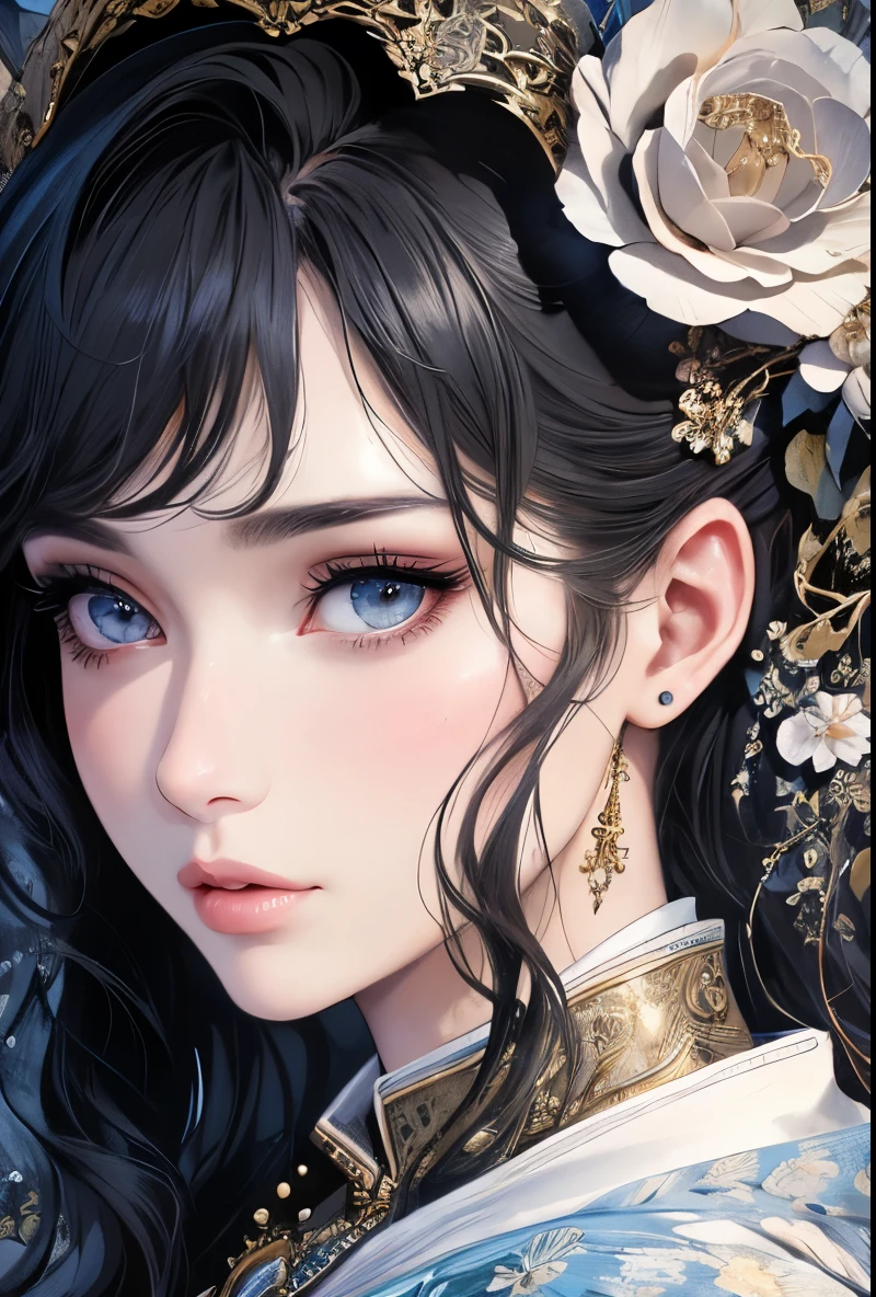 a beautiful girl, extremely detailed, highly detailed, intricate fractal art, 1girl, beautiful detailed eyes, beautiful detailed lips, extremely detailed eyes and face, long eyelashes, Elegant Pose, cinematic lighting, Volumetric fog, dramatic colors, vibrant and vivid, photorealistic, 8K, best quality, masterpiece, official artwork, beautiful and aesthetic，Half-length portrait