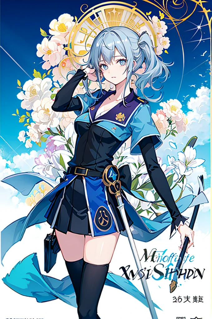 1girl, solo, outdoors, long hair, holy place, Original,(Illustration:1.1),(Best Quality),(masutepiece:1.1),(the Extremely Detailed CG Unity 8K Wallpapers:1.1), (Colorful:0.9),(mid-shot:0.95),(extremely detailed beautiful face),(Solo:1.2), (girl),(((Lori))), (Detailed beautiful eyes:1.15), (Beautiful face:1.15), (Glowing blue eyes:1.25////),(((sky blue Long Hair))),(two side up),(+perfect hand+:1.21),(Draw illustration of Japan priestess costume),(slender),(White pleated skirt),(Gothic),((black thighhighs)),(frilld),(Beautiful Slender Lolita Girl),hallowween,standing, girl,, girl,foggy place,vampire,sky blue hair,full body,whole body,((cathedral background)),(holy cathedral),((full body,whole body)),((full body,whole body)),((full body,whole body)),((full body,whole body)),