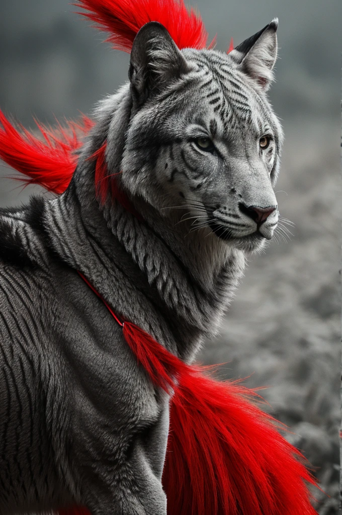Create an image of wild gray opress with red
