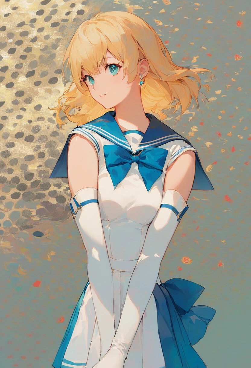 score_9,score_8_up,score_7_up,source_アニメ,close up, 1 girl, sailor, Tsukino Usagi, (sailor chiseki uniform:1.2), (Aqua eyes:0.9), Blonde hair, Medium Length Hair, Wedge Skirt, best quality, earrings, masterpiece, high resolution, Intricate details, (Practical)), photography, (White elbow gloves:1.1), Jewelry, Medium breasts, whole body, Dynamic Background, Dynamic poses, White
