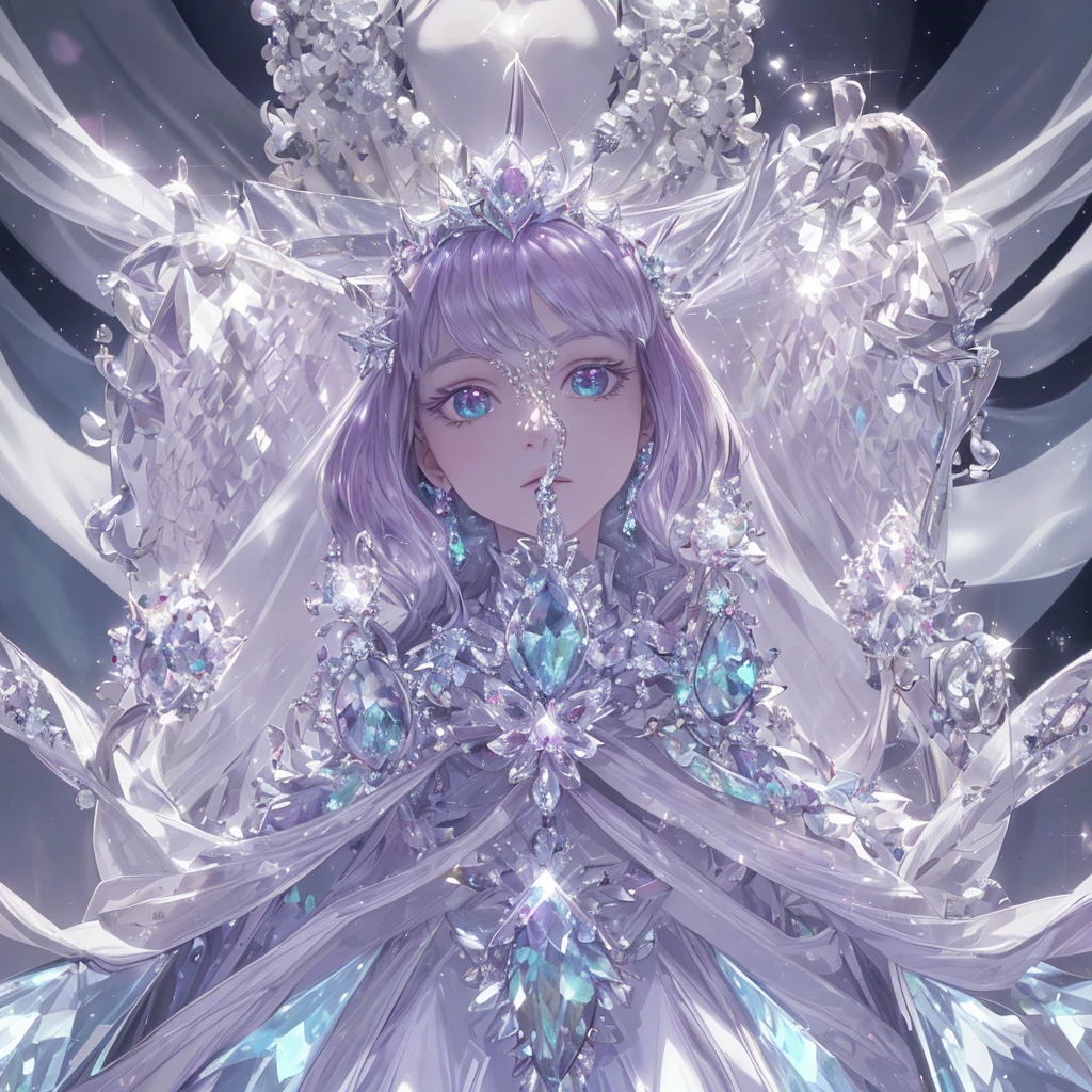 masterpiece, highest quality, figure, alexandrite eyes and hair, platinum earrings, Platinum Necklace, white dress, The Little Mermaid, cute, (dynamic lighting:1.2), cinematic lighting, delicate features, fine eyes, sharp pupils, realistic student, Depth of bounds written, Bokeh, sharp focus, (very detailed, bloom, shine:1.4), Many Small Gems