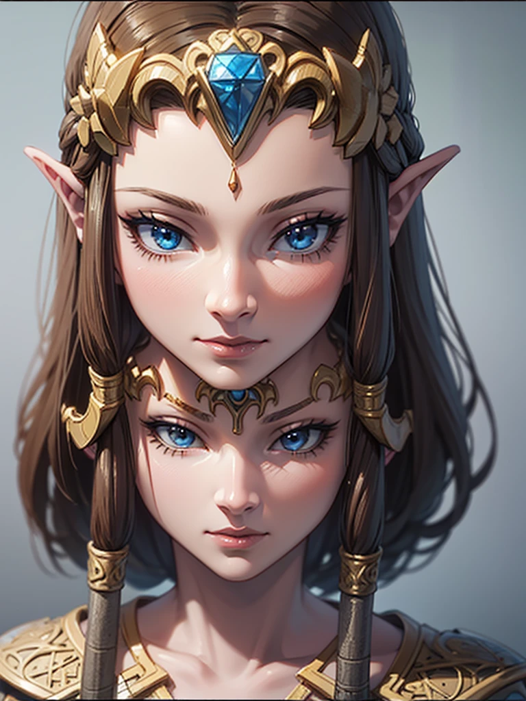 ((Highly detailed face)),((Very beautiful face)),Close-up of a statue of a woman holding a sword, Zelda Twilight Princess, portrait of Princess Zelda, Princess Zelda, Twilight Princess, portrait of Zelda, Zelda, from legend of zelda,, Close-up shot of the movie goddess, CGI Cutscene, Cinematic close-up bust shots, Face close-up, Zelda with triforce