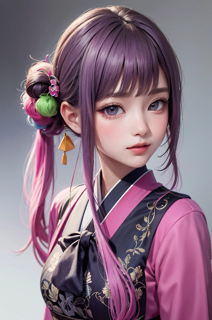 Masterpiece, Best Quality, 8K, Detailed Skin Texture, Detailed Cloth Texture, Beautiful Detail Face, Intricate Detail, Ultra Detailed, Portrait,Japanese girl、Harajuku style clothes、Neon coloured clothing