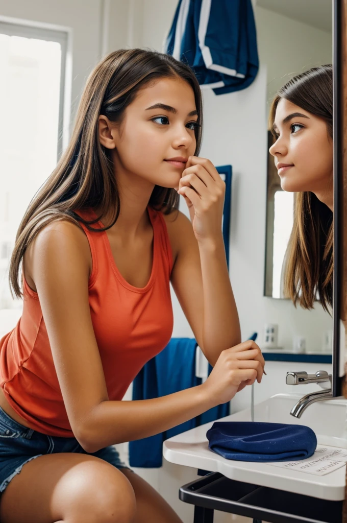 A girl getting ready for her university 