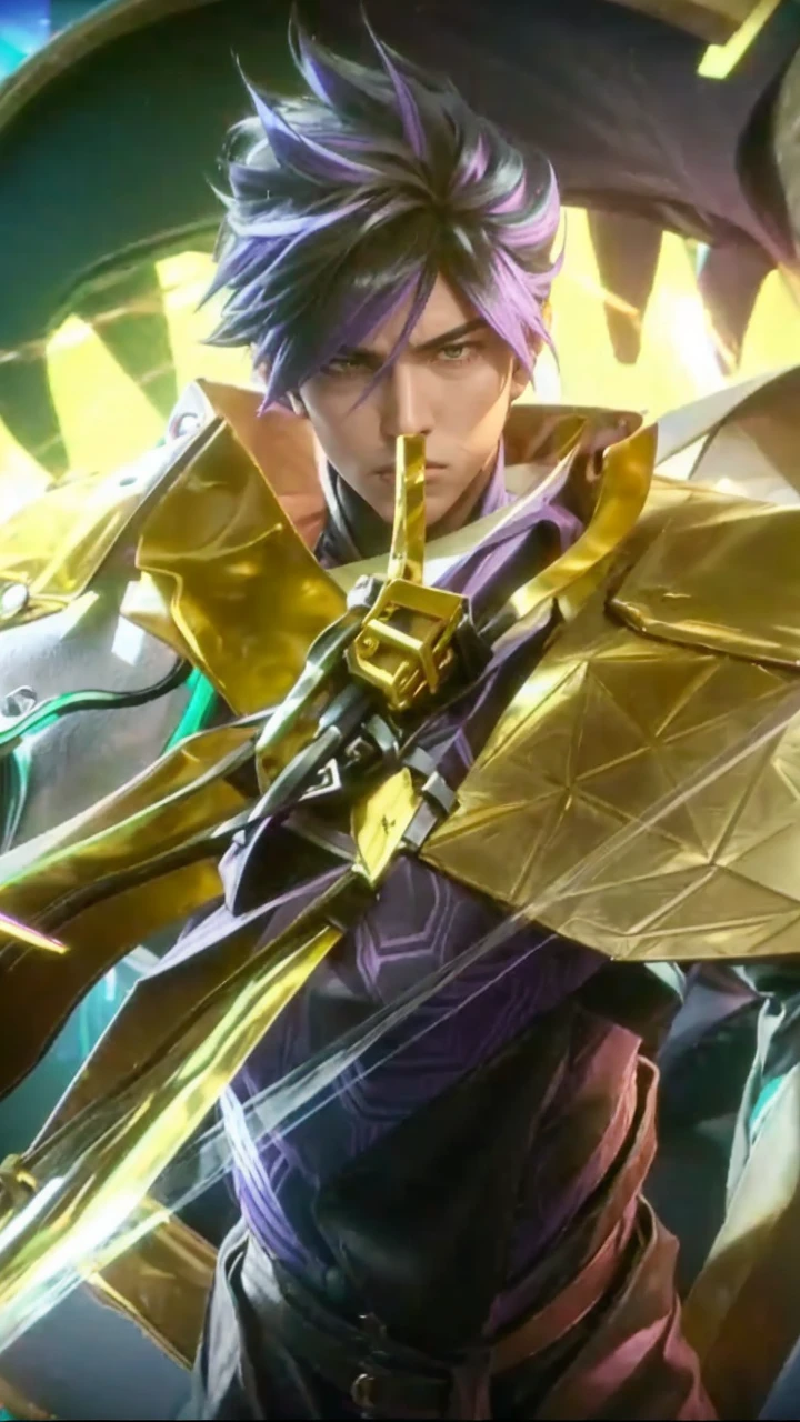 ((adolescent)) ((anime artstyle)) ((purple shirt)) ((black hat)) ((black overcoat)) ((slickedback hair)) ((purple pants with green stripe details on the sides))
((black boot)) ((naughty man)) ((brown belt with gold buckle)) ((focus facial expression))