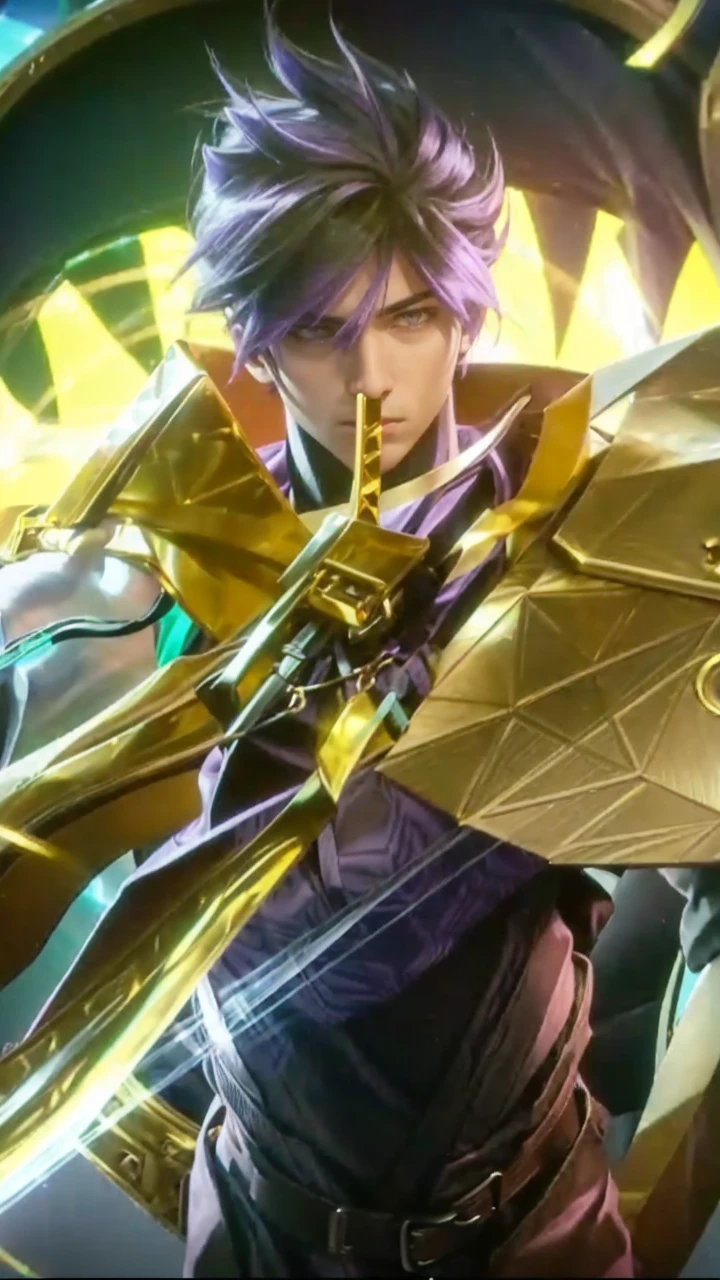 ((adolescent)) ((anime artstyle)) ((purple shirt)) ((black hat)) ((black overcoat)) ((slickedback hair)) ((purple pants with green stripe details on the sides))
((black boot)) ((naughty man)) ((brown belt with gold buckle)) ((focus facial expression))