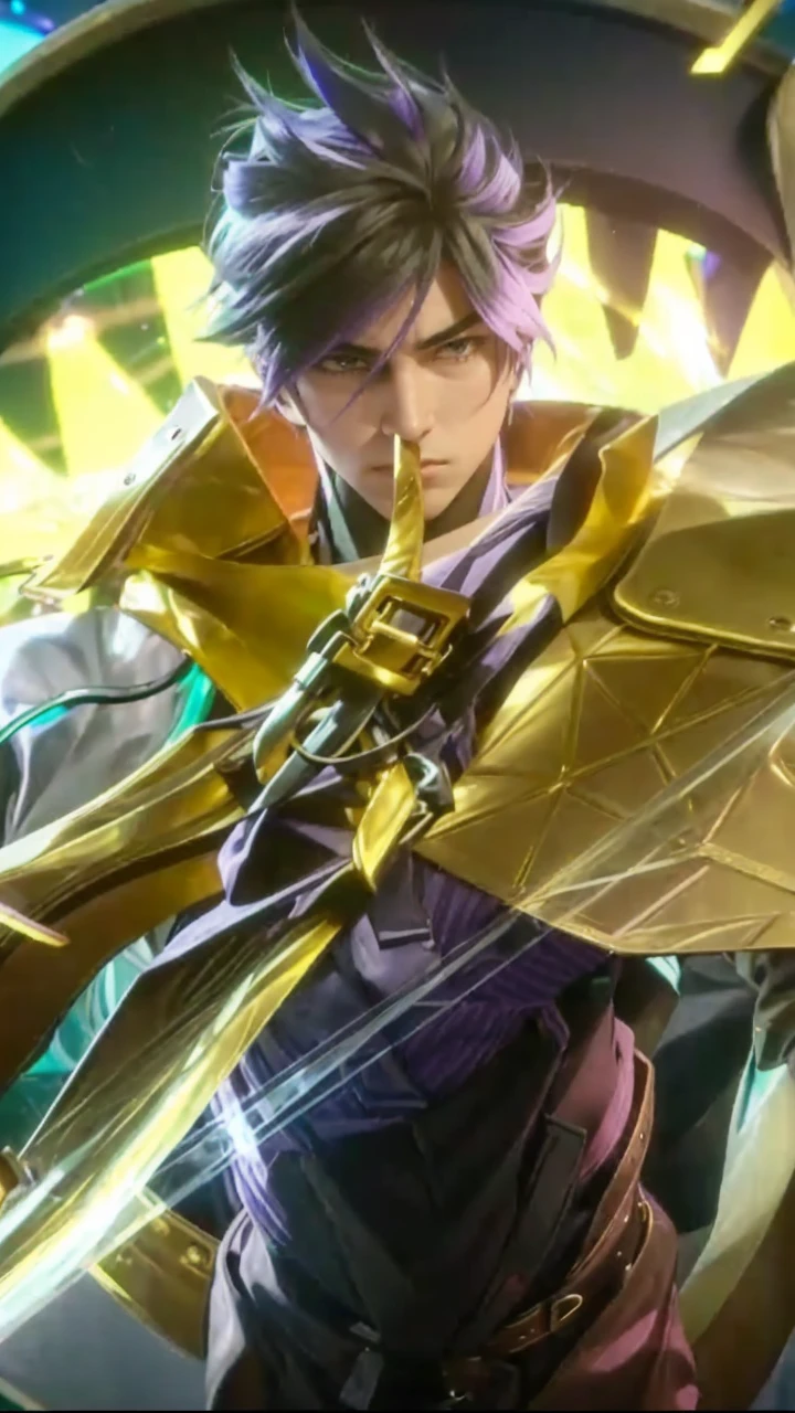 ((adolescent)) ((anime artstyle)) ((purple shirt)) ((black hat)) ((black overcoat)) ((slickedback hair)) ((purple pants with green stripe details on the sides))
 ((black boot)) ((naughty man)) ((brown belt with gold buckle)) ((focus facial expression))