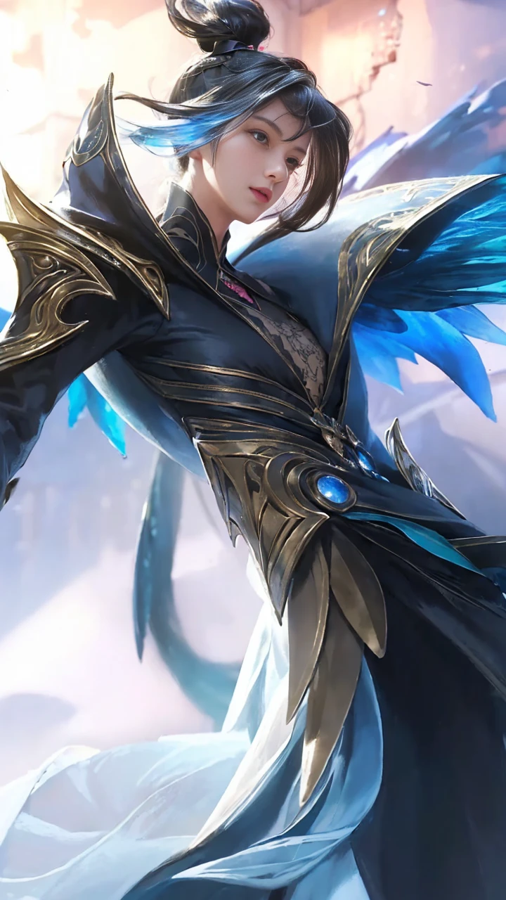 (A hyper-realistic)、(illustratio)、(hight resolution)、(8K)、(ighly detailed)、(Best Illustration)、(beautifully detailed eyes)、(top-quality)、(Ultra-detail)、(masterpiece)、(wall-paper)、(A detailed face)、solo、1 boys in、looking at viewert、fine detailed、A detailed face、in the darkness nigth、deep-shadows、lowkey、pureerosfaceace_v1、A smile、long、Black shawl straight hair、46-point diagonal bangs, (silk dresses、long skirt)(off shoulders)View of the castle、、Stand against the wall