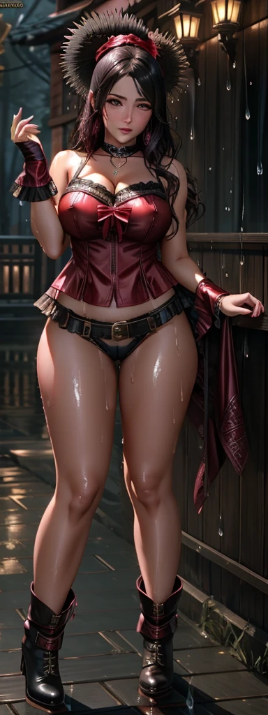 Kate Denson from Dead by Daylight, 1 Girl, Full body, standing, cowboy shot, Best quality, Ultra Detail, 8K, Ultra high realistic, Detailed face, Masterpiece, (Blushing:1.3), Milf, , Wet skin, Wet in miss V, Oil skin, Ahegao face, climax horny girl, Big thighs, Cropped shoulders, Choker, Dark Gothic Makeup, Blade
and soul, Final fantasy 14 style, Wet, big thighs, (Naked:1.3), no clothes, beautiful breasts,body details, breast details, vagina details