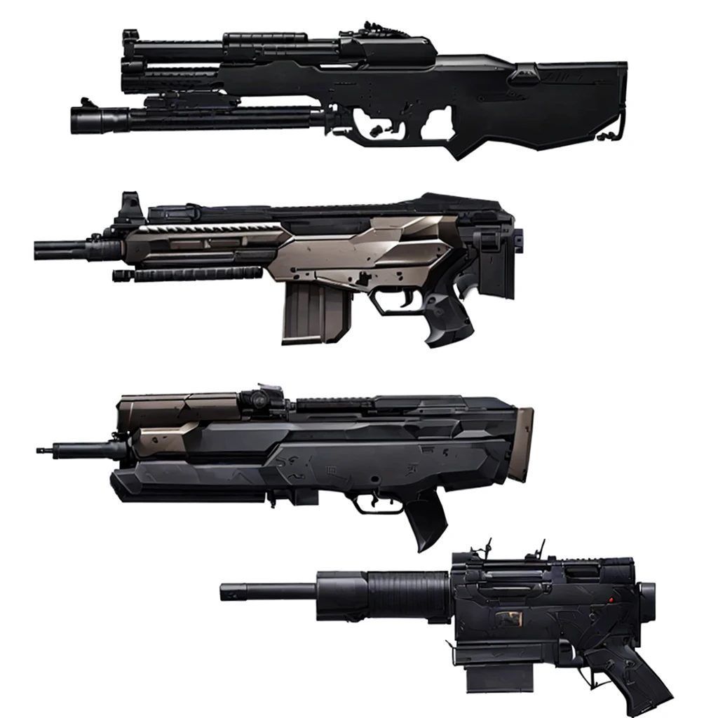 three different types of guns are shown in this drawing, realistic guns, weaponry concept designs, pulse rifles, weapons concept art, weapon concept art, realistic weapons, weapons arrays, weapon design, lots of weapon, weapons, machine guns, fps game concept art, realistic gun design, realistic weapon, gun art reference, laser rifles, rifles, realistic gun, perfect guns