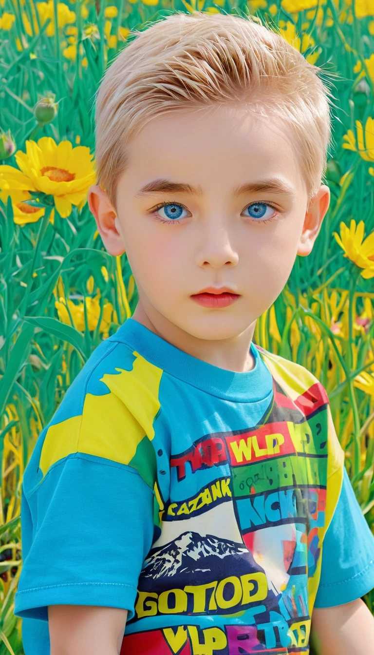 (The art of math), (Pop Art), (Phenomenon Art), (Gorgeous designer+Ultimate quality:1.4), (Human Development Report+), Light, Vibrant colors, Masterpiece Art, A boy with colorful eyes, with different colors, both with Vibrant colors, different, Heterochromia, Highlight the eyes, different colors, (Rural art scene background of Wlop:1.5)