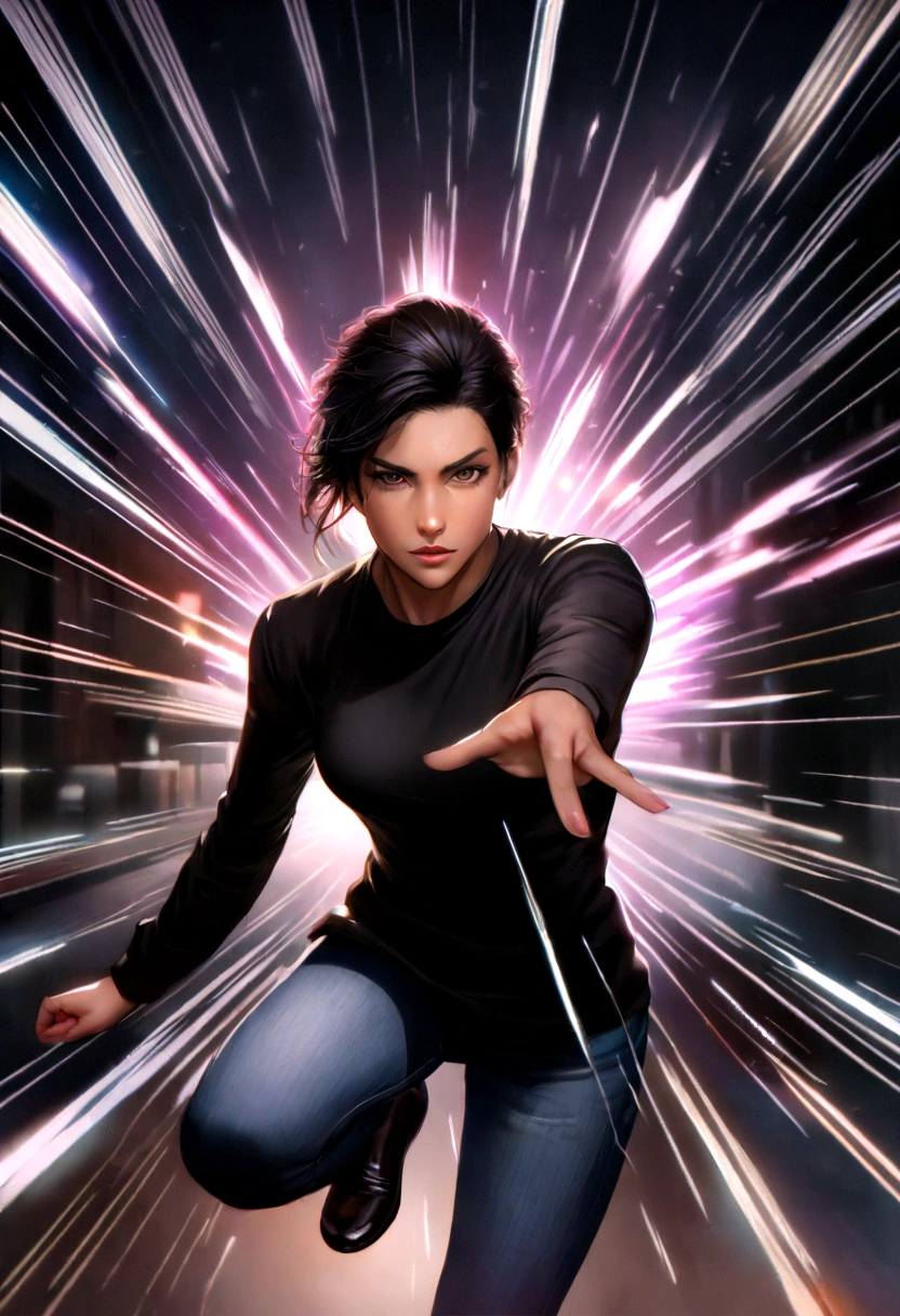 ultra realistic photo, , full body, best quality, , black woman mixed , beautiful face, wearing jeans: 0.91 and black sweatshirt, realistic smooth skin, ultra realistic skin, dynamic lighting, on a street (dynamic pose:1.10), (good composition:1.10), (subtle lighting:1.10), (Awarded:1.10), ((breathtaking:1.10:1.35)) , ( πrim-work :1.10), (highly detailed skin:1.2), (filmic grain:0.04), particle effects, __Camera capture_Models/sigma__, NEWS TYPE, speed lines, (perfect handsome young face:1.10) , (Pink :1.10)
