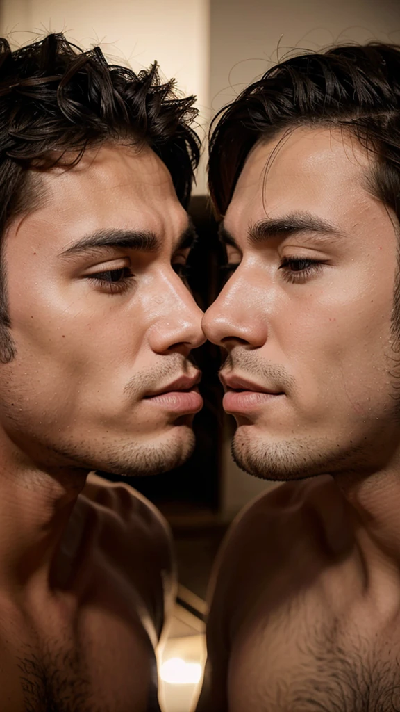 Generate me a man kissing another man