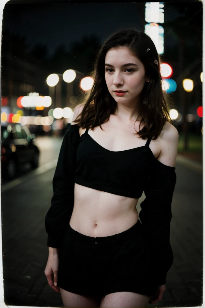 polaroid photo, night photo, photo of 24 y.o beautiful woman, pale skin, bokeh, motion blur, nude