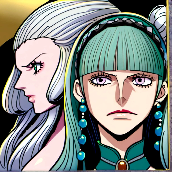 ,Ultramarine white eyes、Long silver hair、tall、one piece、older sister