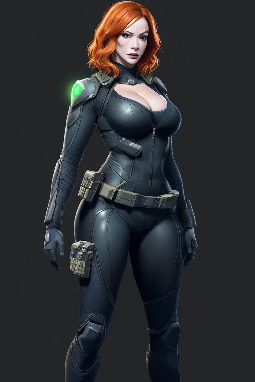 Christina Hendricks as an Splinter Cell character, alluring 48 year old woman, High-quality facial research of Christina Hendricks, (Christina's sculpted cheekbones and slight wrinkles around the face), High-quality detailed research of Christina Hendricks voluptuous figure, buxom chested. Fingerless Gloves, skin-tight black leather suit, utility belt. Whole body, Casual pose, Beautiful pose, (Extremely detailed CG 8k wallpaper), (Extremely delicate and beautiful), (Masterpiece), (Best quality: 1.0), (Ultra-high resolution: 1.0), Beautiful lighting, Perfect lighting, Realistic shadows, [high resolution], Detailed skin, Super detailed (((Colorful))), Digital art, Splinter Cell concept art, full body concept art, Expert concept art with high detail, concept-art, stealth game concept art, concept-art, Bruno Gauthier Leblanc style, Video game concept art, 4K, full body portrait
