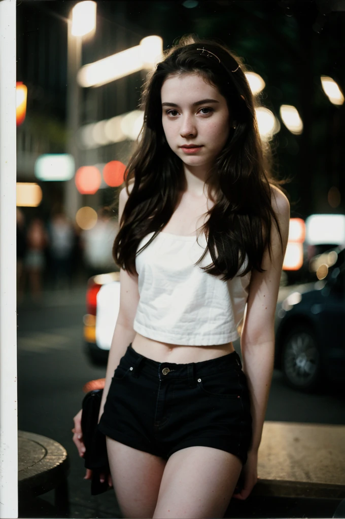 polaroid photo, night photo, photo of 24 y.o beautiful woman, pale skin, bokeh, motion blur