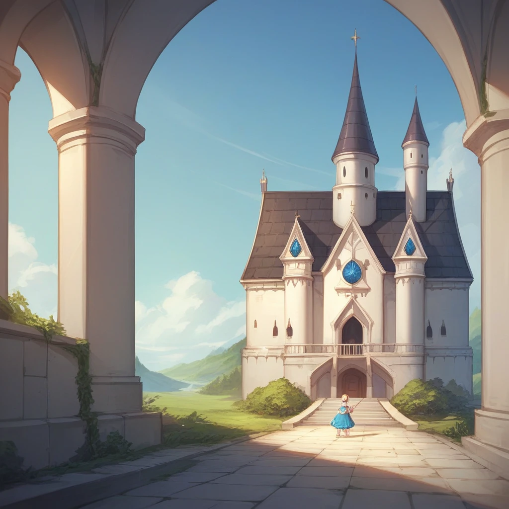 source_anime, score_9, score_8_up, 1girl, dress, castle