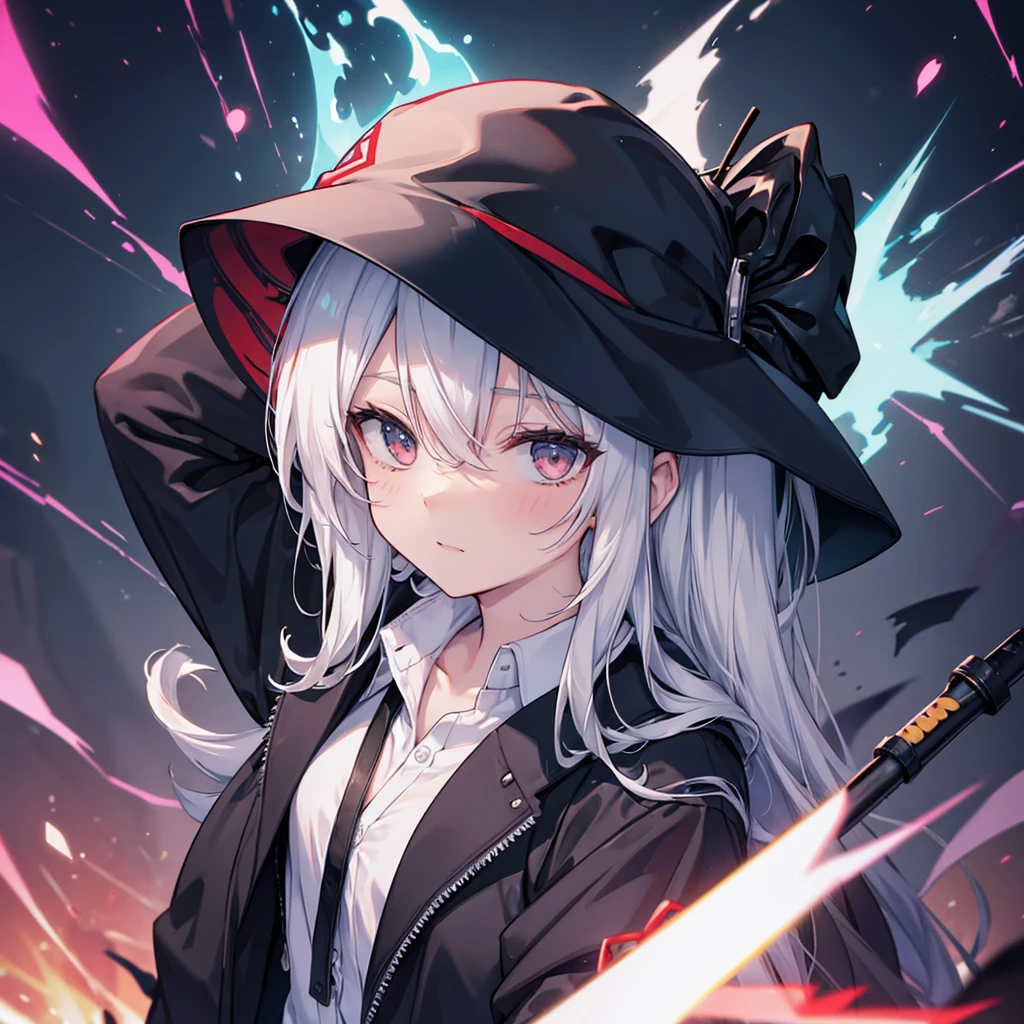 (((Grim Reaper's Scythe))) (((Gray Hair Short Hair blue eyes female))),((night full moon My own big wings)),(Wearing a hood Black camisole Purple light), A tense look Shining Background Shining Edge