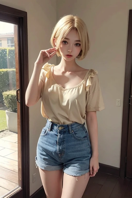 Blonde　Shortcuts　rainy season　beautiful girl　Berry Short