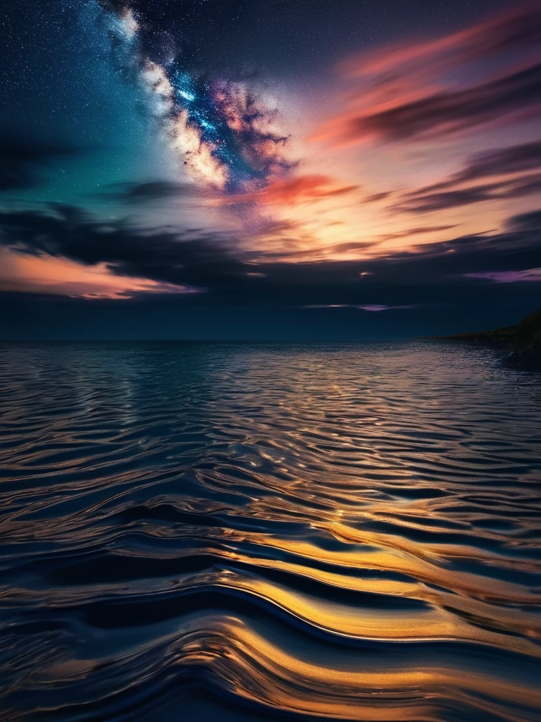 water, Ocean, Dark Sky, sunset, Milky Way