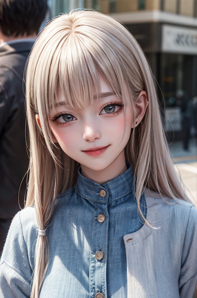 Masterpiece, Best Quality, 8K, Detailed Skin Texture, Detailed Cloth Texture, Beautiful Detail Face, Intricate Detail, Ultra Detailed, Portrait,1girl、harajuku、smile、Shortcuts、bangs、