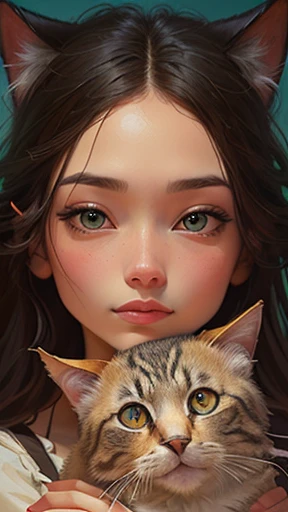 cartoon drawing of a girl with a cat in her arms, an expressive digital painting, cartoon digital painting, took on ipad, inspired by Nara Yoshitomo, expressive digital painting, a digital painting, digital painted, detailed big eyes, # 1 digital painting of all time, #1 digital painting of all time, creepy , digital paining, closeup character portrait