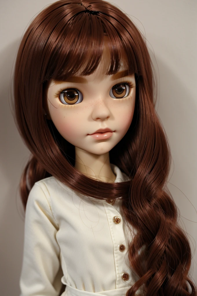 blythe doll de corte wolf cut de cabello color chocolate