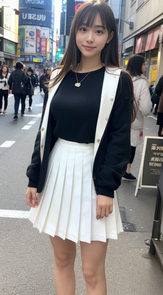 パンティ見せつけてる、White panties、Skirt tucked up、Underwear in full view、Ultra top quality, masterpiece, ultra high resolution, (photorealistic: 1.4), highly detailed CG Unity 8k wallpaper, detailed and complex, original, high resolution, raw photos, (perfect body shape), finely complex, dslr, soft lighting, high quality, film grain, depth of field, Leica Camera, 50MM lens, backlight, HDR, hyperrealistic, Color Grade, dynamic pose, portrait, Japan person, smile, lips, bangs, (crowded akihabara: 1.2), front view viewer, natural light, girl, 20 years old, full body, solo, student, high , sailor color, bobby socks, pleated skirt, daytime, on the street, deep shadow, cute, beauty, discreet, cold light 12000K\\ street, store status, akihabara, shinjuku, shibuya, Ikebukuro, detailed realism, skin texture, super detailed, realistic skin texture, (dramatic, award-winning photos, incredible masterpieces: 1.3)