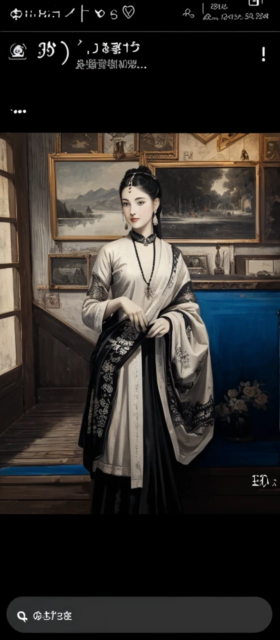 Antique black and white painting
