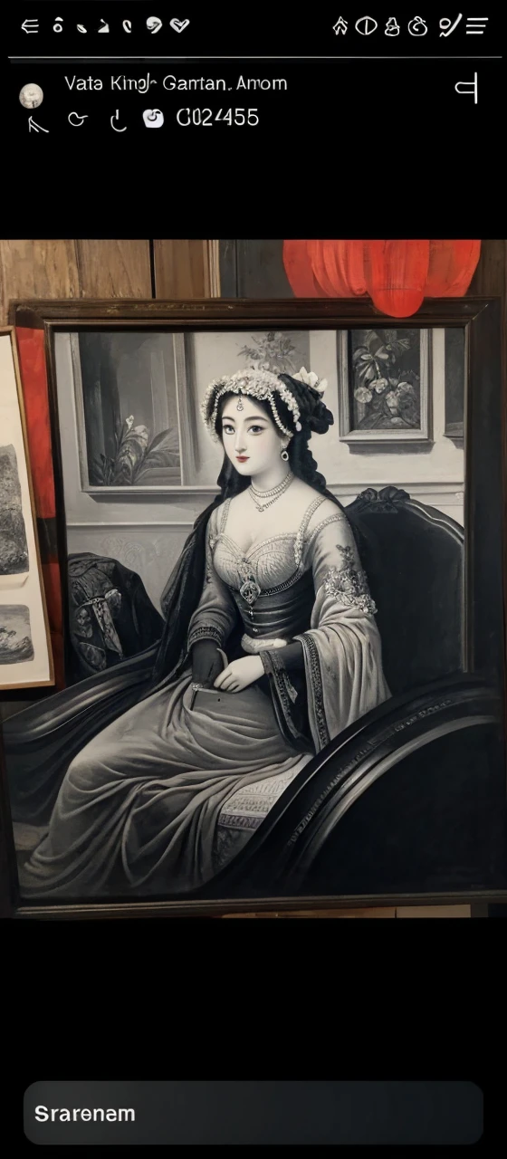 Antique black and white painting