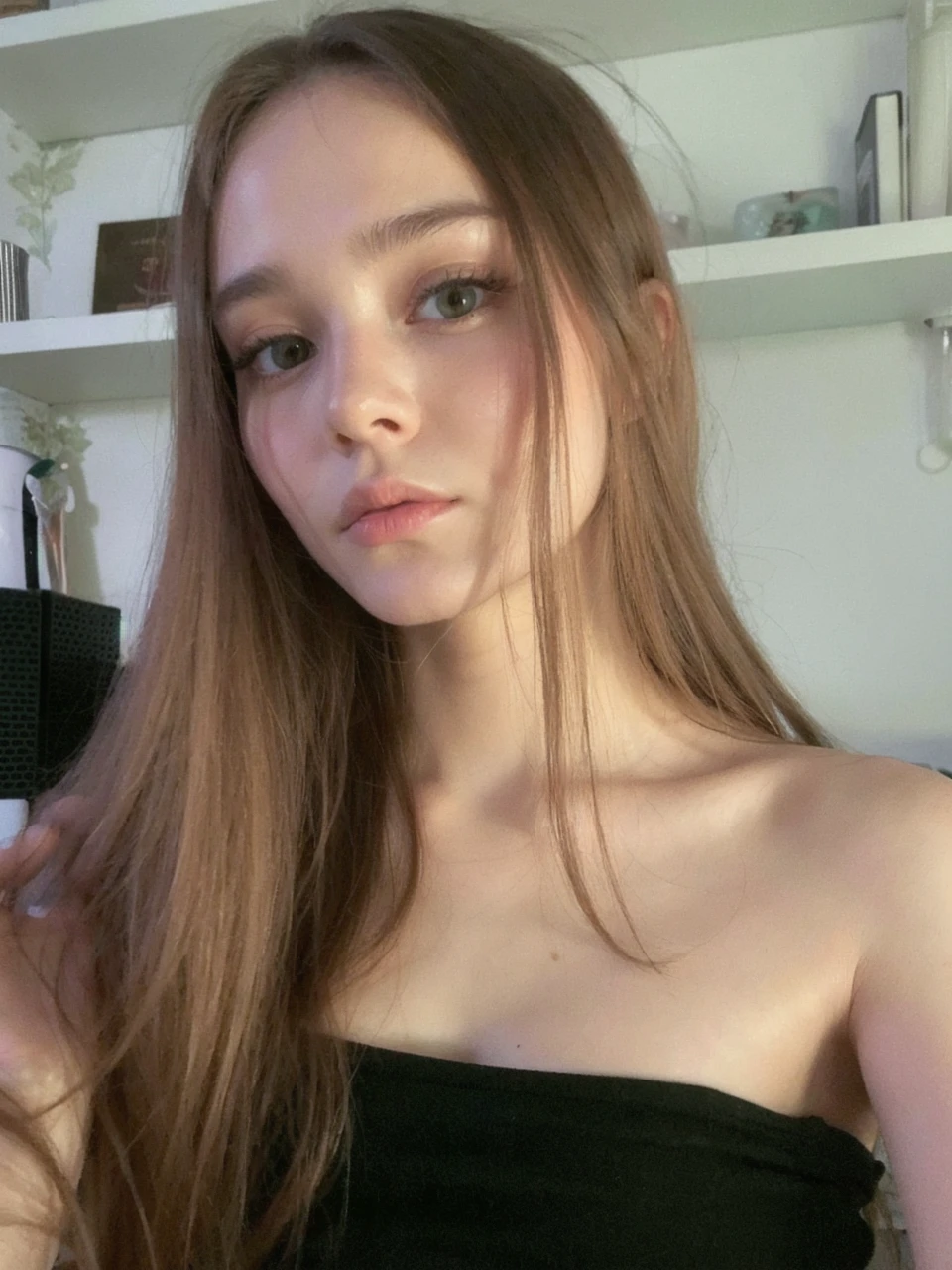 best quality, face focus, soft light, ultra high res, (photorealistic:1.4), RAW photo,
1 russian girl, solo, cute, (pupil, lights in the eyes), detailed beautiful face, (small chest),(high resolution detail of human skin texture),
(long hair),
indoor,
Damask Shirt Dress,
(portrait), perfect body