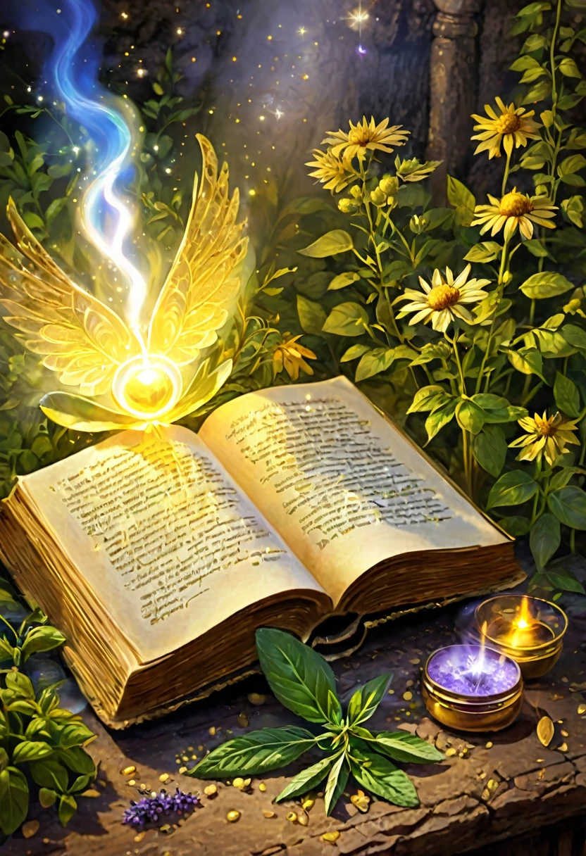 Angel Medicine Healing, Magic, Herbs, Ancient Magic Book, Golden Glow, Healing Power