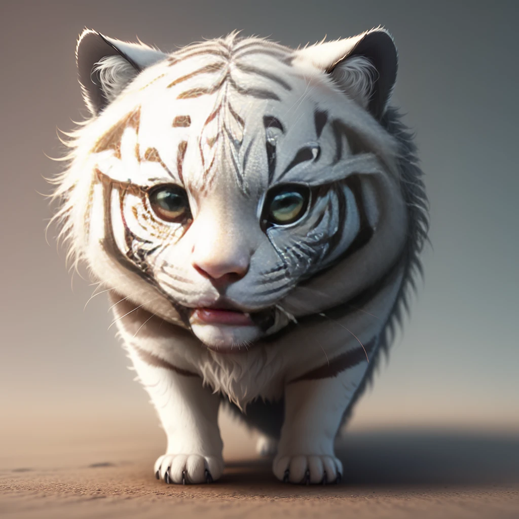Wearing a necklace、With eyes of different colors、Small and surreal cute white tiger, Little, Lovely and fluffy, Logo Design, comics, Cinematic Lighting Effects, Charm, 3D vector art, Cute and quirky, Fantasy art, Bokeh, Written by hand, Digital Painting, Soft lighting, isometric style, 4K resolution, Photorealistic Rendering, Very Detailed and Clean, Vector Image, A photorealistic masterpiece, Professional photography, Simple space background, Flat white background, isometric, vivid vector、In a completely different expression