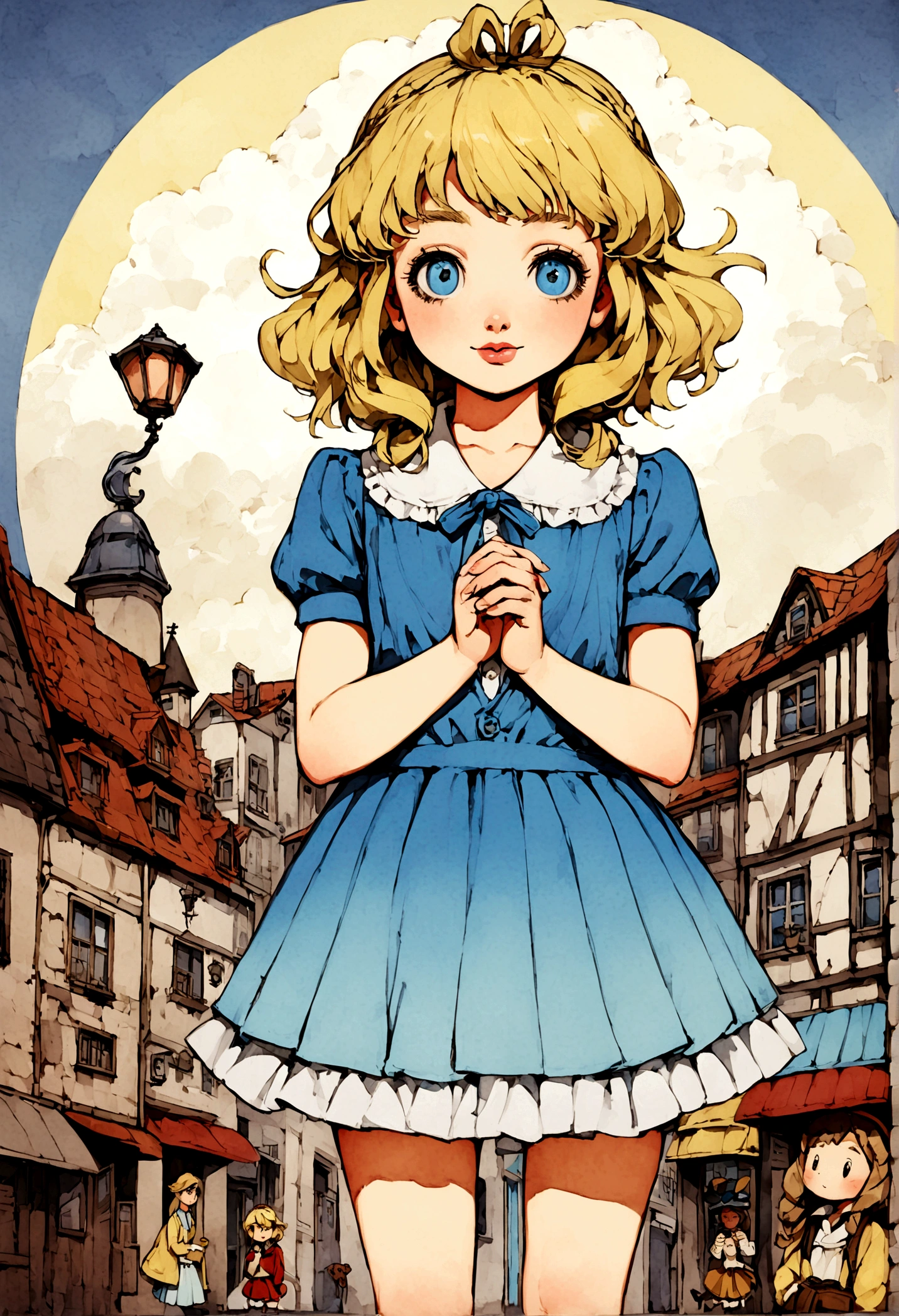 fille ans avec soutien bleu ventre nu culotte jaune joyeuse et aimaible