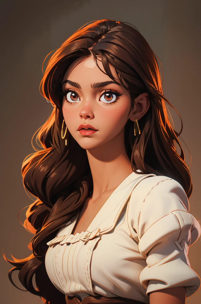 a stunning peasant woman, with hair to her shoulders, and brown skin, very sexy, browner skin, more brown
