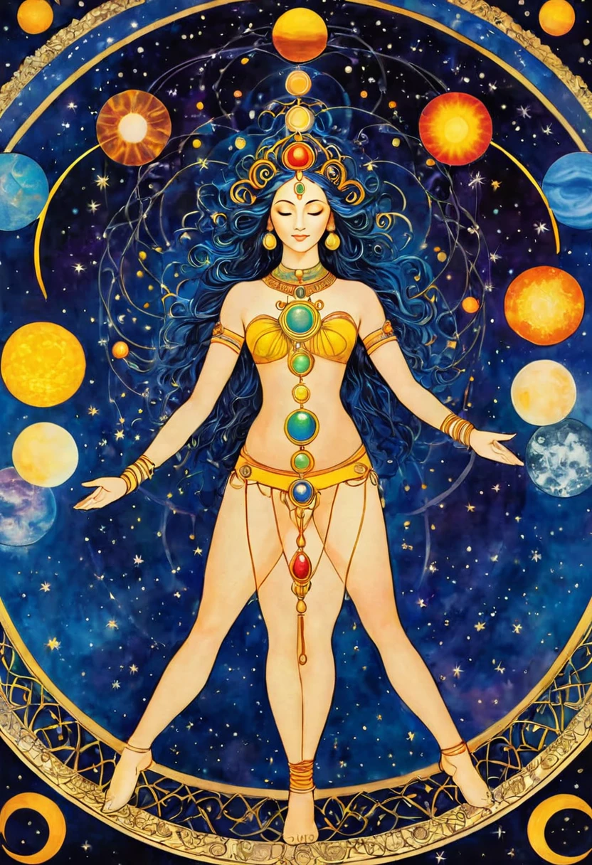 Moon phases, chakras and fusion, golden ratio, rhythm, spirituality, mysticism, outer space