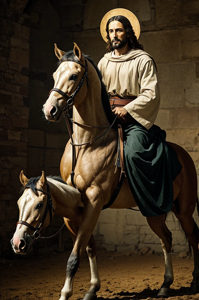 Jesus Christ on a horse 

