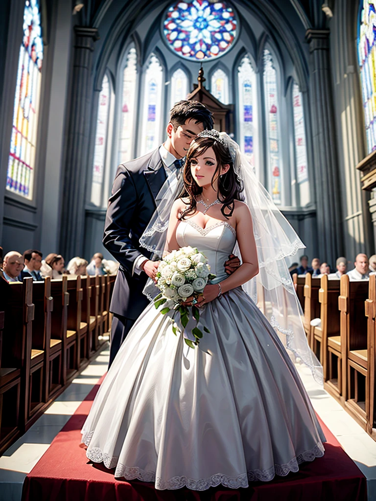 Highest quality,Highest Resolution,wedding,Wedding,Bride and groom,church,
