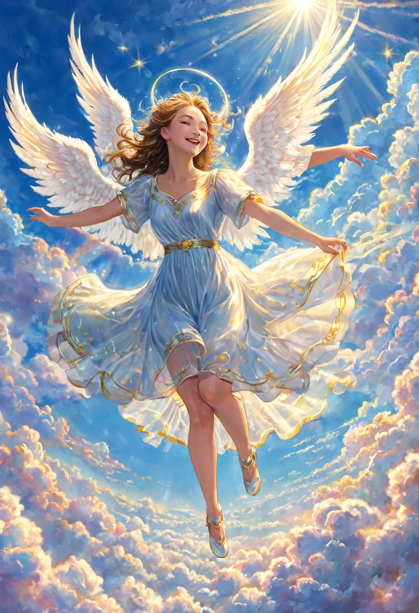 Kingdom of love, sky, above the clouds, heaven, heart, joy, sharing, happiness of angels, dance