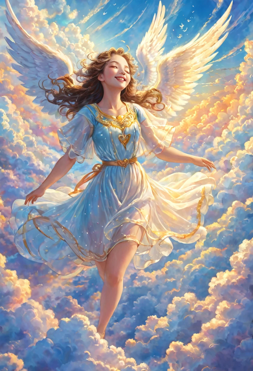 Kingdom of love, sky, above the clouds, heaven, heart, joy, sharing, happiness of angels, dance
