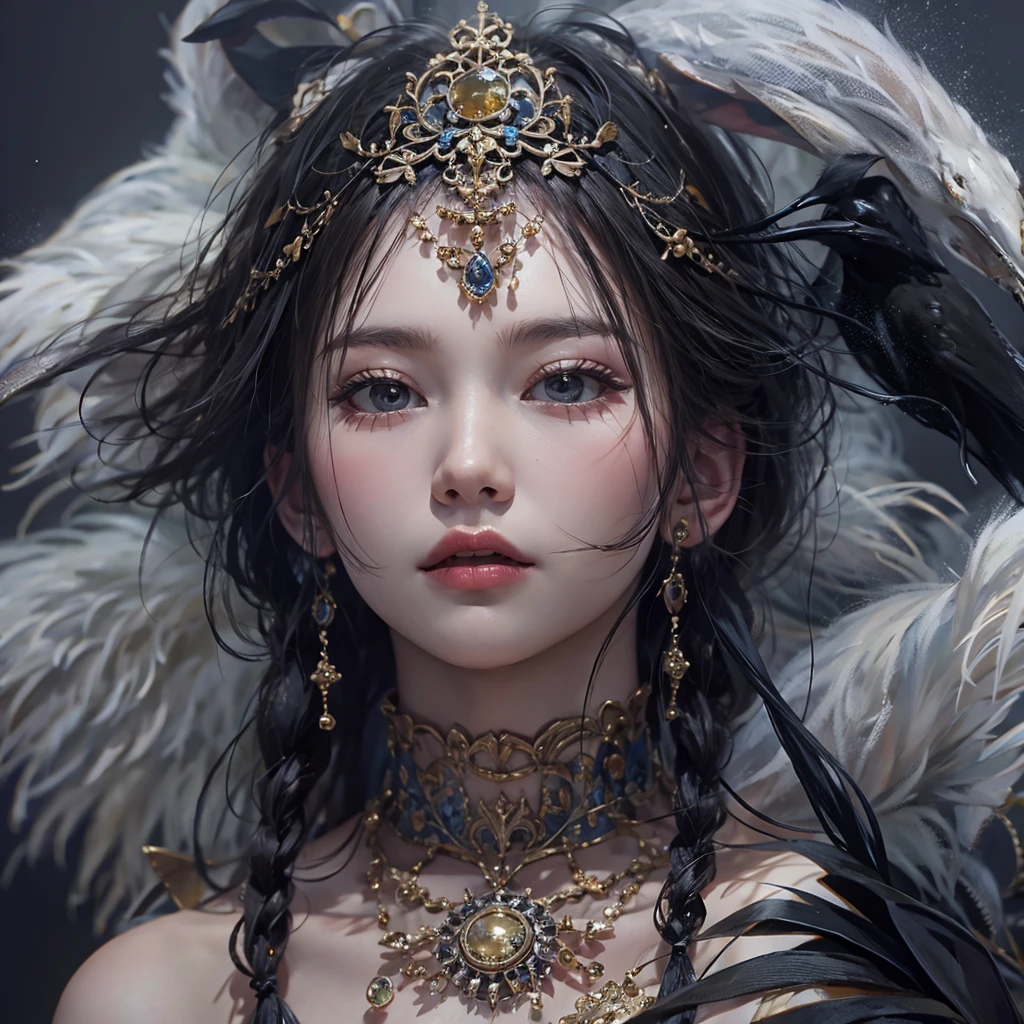 that&#39;that&#39;it&#39;s raining, cthaty、Hair flow、 ((highest qualthaty、masterpiece、8K、Best image qualthaty、Ultra-high resolution、Award-winning works)、(Accurate anatomy:1.1)、(Look at me and smile:1.1)、Shining fair skin wthath Ultra-high resolution、The most detailed face、Ultra-high resolution detailed face、Ultra-high resolutionの髪の毛、(Ultra-high resolutionの煌めく瞳:1.1)、Beautiful face drawn in every detail、ancient gothic costume , Chest to chest, tattoo, There&#39;There is a real crow next to him.