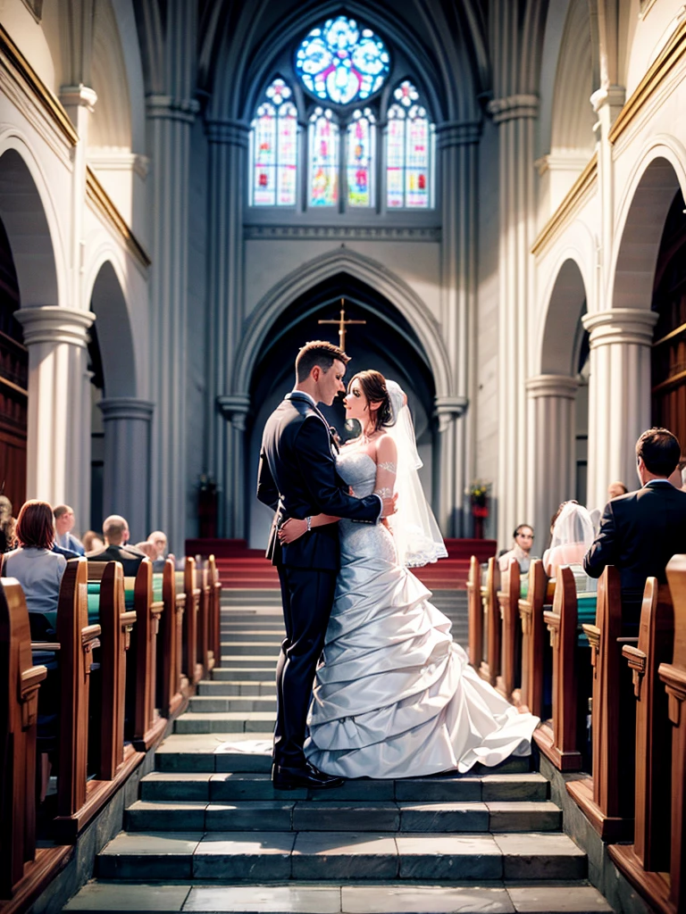Highest quality,Highest Resolution,wedding,Wedding,Bride and groom,church,