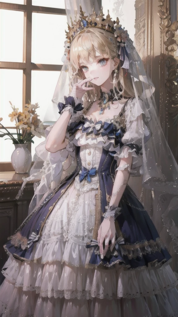 (best quality),(Masterpiece),dynamic angle,(extreme detailed illustration),(extremely detailed CG unity 8k wallpaper),amazing,Depth of field,(highly detailed),((an extremely delicate and beautiful)),((1girl)),((extremely detailed eyes and face)),luminedef,solo, bangs, looking at viewer, light smile, detailed background, standing, indoors, luxury decorations, window, piano,dramatic lighting,