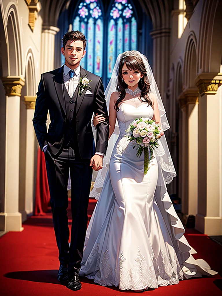 Highest quality,Highest Resolution,wedding,Wedding,Bride and groom,church,
