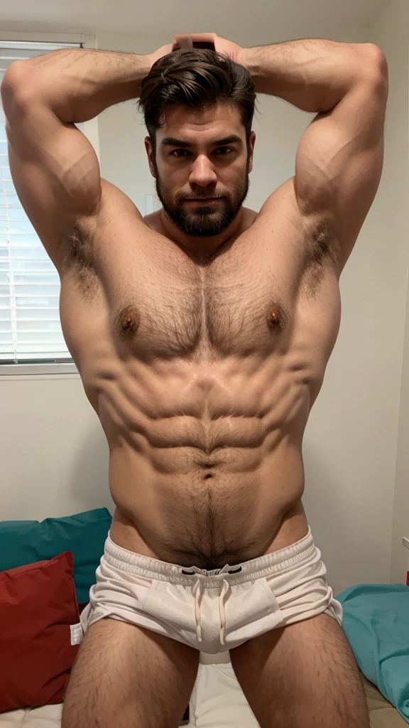 Generate me a hairy muscle man