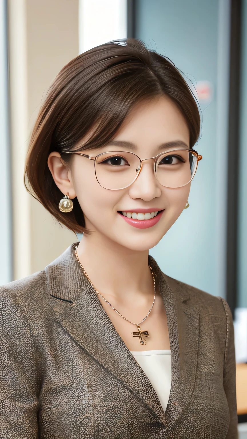 Masterpiece、highest quality、masterpiece、High resolution、Photorealsitic、RAW Photos、8k wallpaper、perfection、Professional Lighting、Very detailed、Depth of written boundary、Gray background、((1 beautiful mature woman))、((25 year) old))、Sexy women、Detailed face、Beautiful Eyes、bangs、Shapely small breasts、Light brown straight hair、Thin lips、Glasses with metal frames、((Stand in front、stare、Serious face))、Thin white blouse、White Skirt、Cowboy Shot