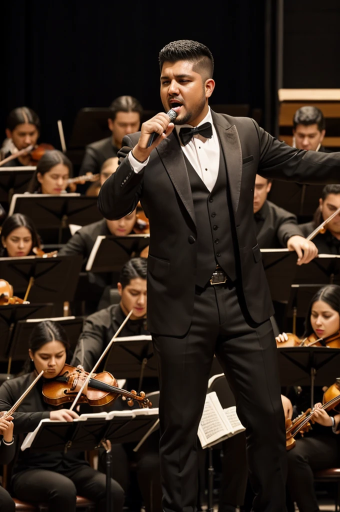 Believe me, a man-type person singing with an orchestra of the corrido genre 