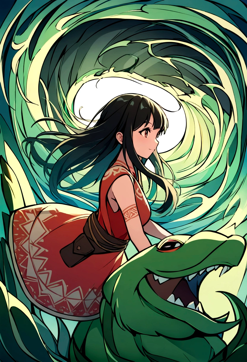 The Moana film poster is a breathtaking ode to adventure and discovery, capturing the essence of Disney's animated masterpiece. At its heart stands Moana, a spirited young Polynesian heroine with flowing black hair and an expression of determination. She gazes out towards the horizon, where the vast ocean shimmers under the tropical sun, hinting at the vastness of her journey. Behind her, the lush greenery and vibrant colors of her island home, Motunui, provide a vivid backdrop.

Accompanying Moana are her trusty companions: Maui, the demi-god with tattoos that come to life, and Heihei, the hilariously clueless rooster. Maui's imposing figure and magical fishhook add a sense of mythical wonder, while Heihei's comical presence injects a touch of lightheartedness.

The poster is alive with energy and motion, depicting scenes of sailing voyages, encounters with mythical creatures like the coconut pirates, and the climactic battle against the lava monster, Te Kā. The ocean itself is depicted as a character, swirling with life and mystery.

The title "Moana" gleams in bold, exotic fonts at the top of the poster, complemented by waves and tribal motifs that evoke the film's Polynesian roots. Overall, the Moana poster promises a captivating blend of adventure, humor, and heart, inviting viewers to embark on an unforgettable journey across the Pacific seas.